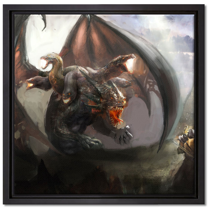 Drachen mit Schlangen auf Leinwandbild Quadratisch gerahmt Größe 40x40