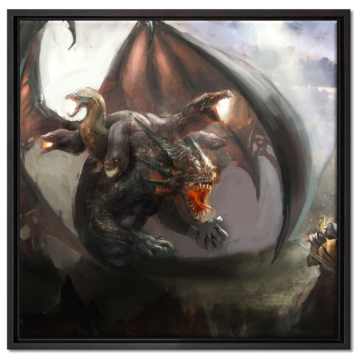 Drachen mit Schlangen auf Leinwandbild Quadratisch gerahmt Größe 60x60
