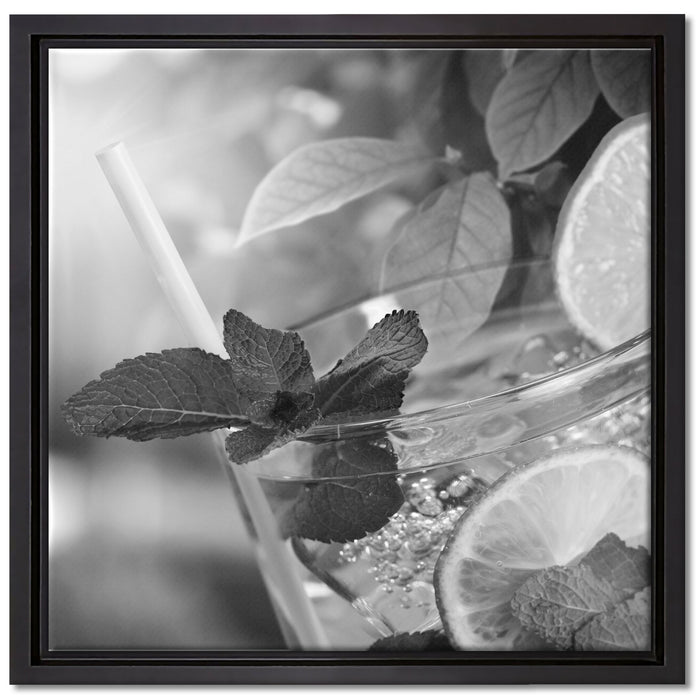 Erfrischender Mojito Cocktail auf Leinwandbild Quadratisch gerahmt Größe 40x40