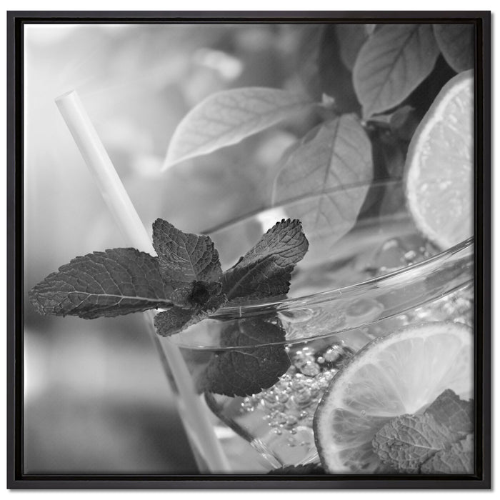 Erfrischender Mojito Cocktail auf Leinwandbild Quadratisch gerahmt Größe 70x70