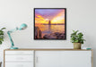 Küstenlinie mit Sonnenuntergang auf Leinwandbild gerahmt Quadratisch verschiedene Größen im Wohnzimmer