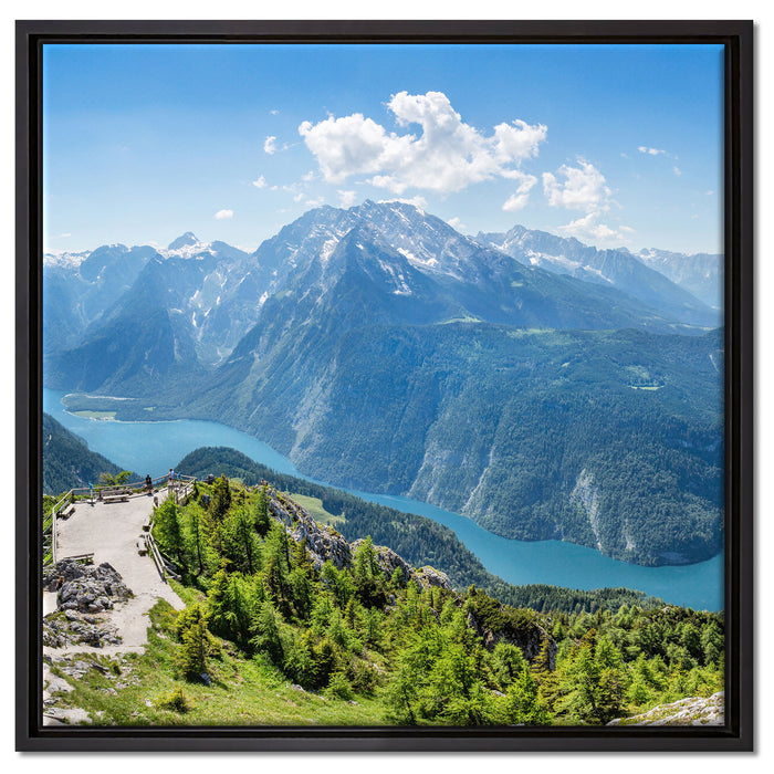 Königssee in Bayern auf Leinwandbild Quadratisch gerahmt Größe 60x60