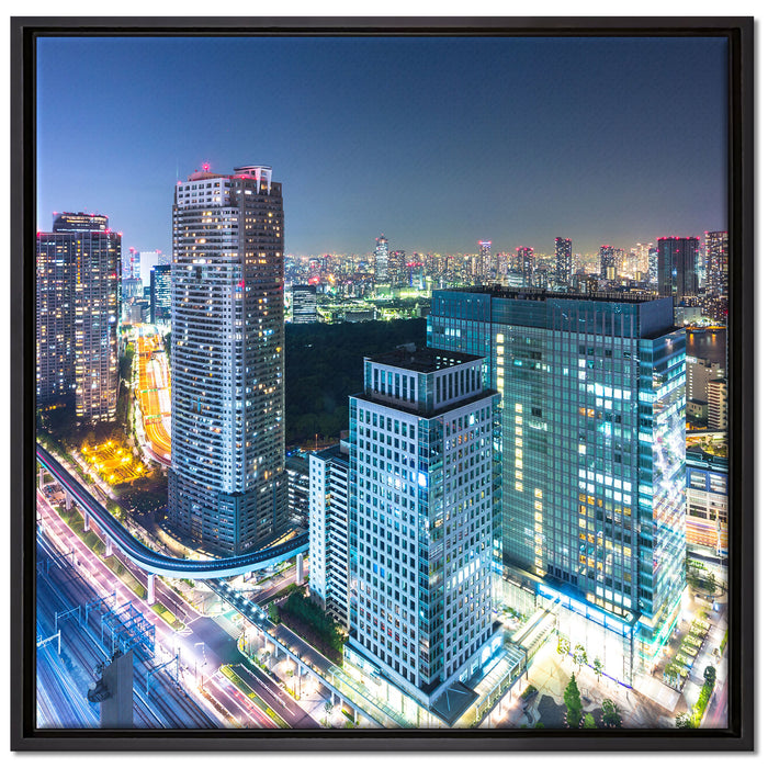 Moderne Architektur in Tokio auf Leinwandbild Quadratisch gerahmt Größe 70x70