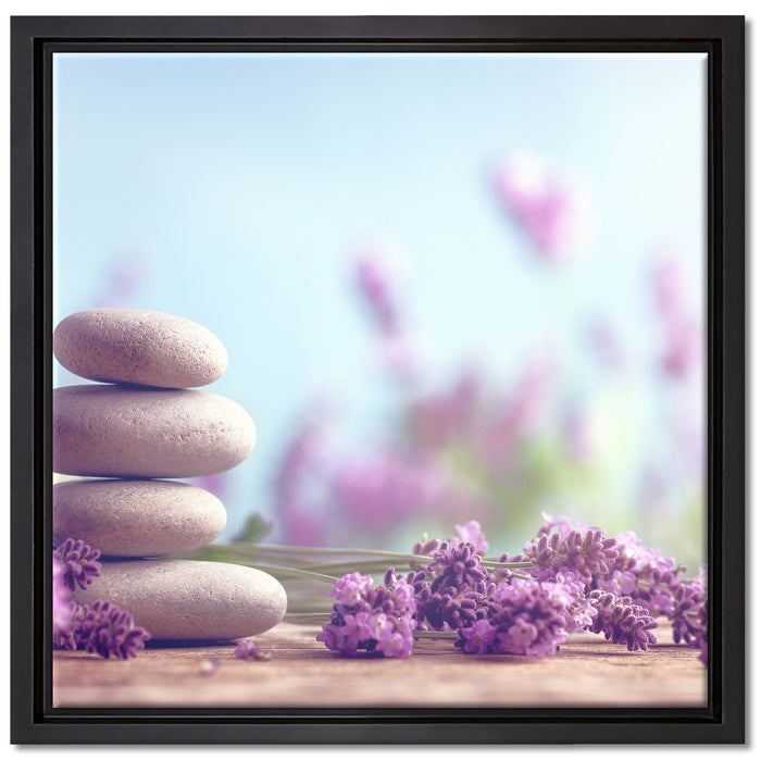 Lavendel Spa-Stillleben auf Leinwandbild Quadratisch gerahmt Größe 40x40