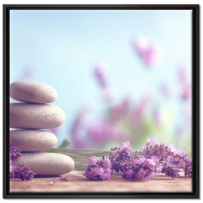 Lavendel Spa-Stillleben auf Leinwandbild Quadratisch gerahmt Größe 70x70