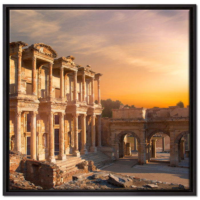 alte Tempelruine auf Leinwandbild Quadratisch gerahmt Größe 70x70