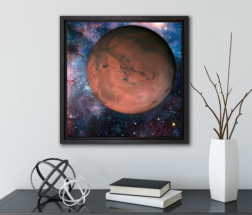 Mars im Weltall  auf Leinwandbild Quadratisch gerahmt mit Kirschblüten