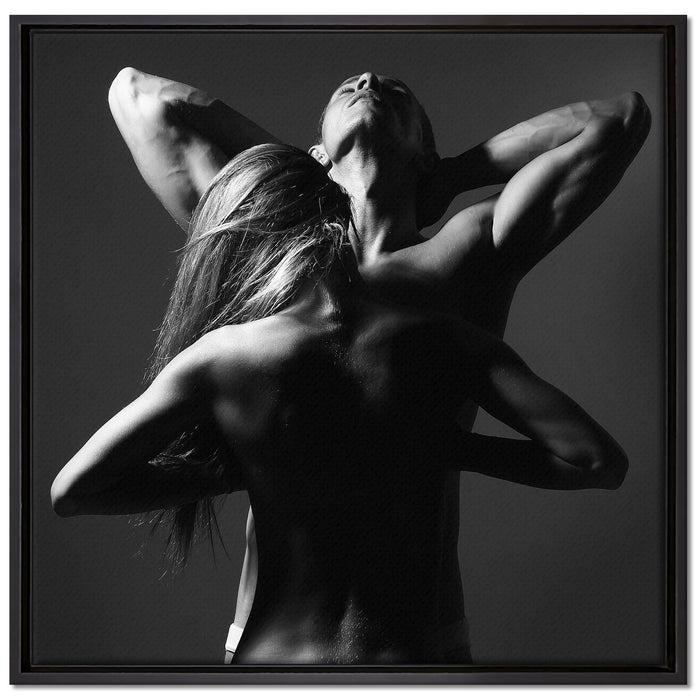 Fitness Paar auf Leinwandbild Quadratisch gerahmt Größe 70x70