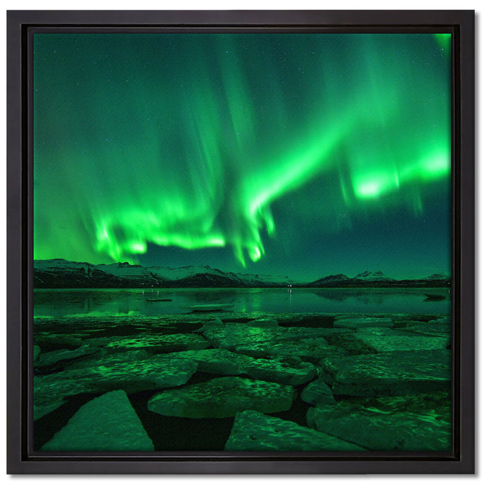 Polarlicht am Himmel auf Leinwandbild Quadratisch gerahmt Größe 40x40
