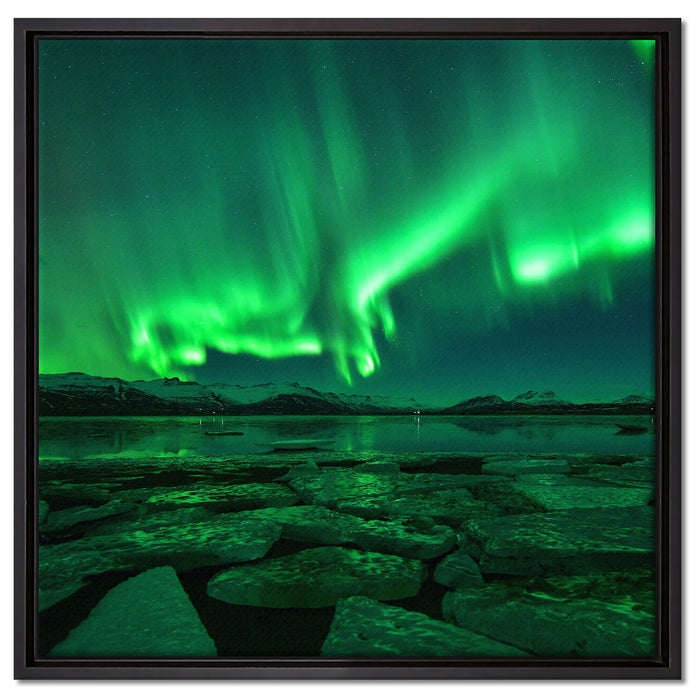 Polarlicht am Himmel auf Leinwandbild Quadratisch gerahmt Größe 60x60