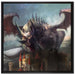 der Drache auf der Festung auf Leinwandbild Quadratisch gerahmt Größe 70x70