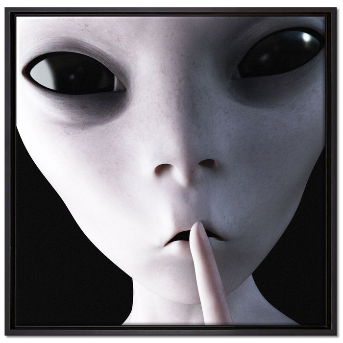 Alien - nicht reden auf Leinwandbild Quadratisch gerahmt Größe 70x70
