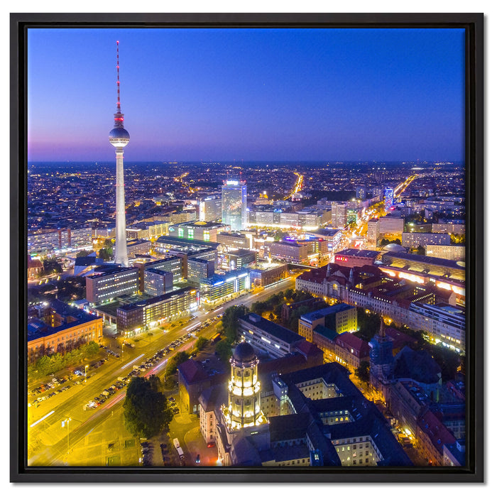 Berlin City Panorama auf Leinwandbild Quadratisch gerahmt Größe 60x60