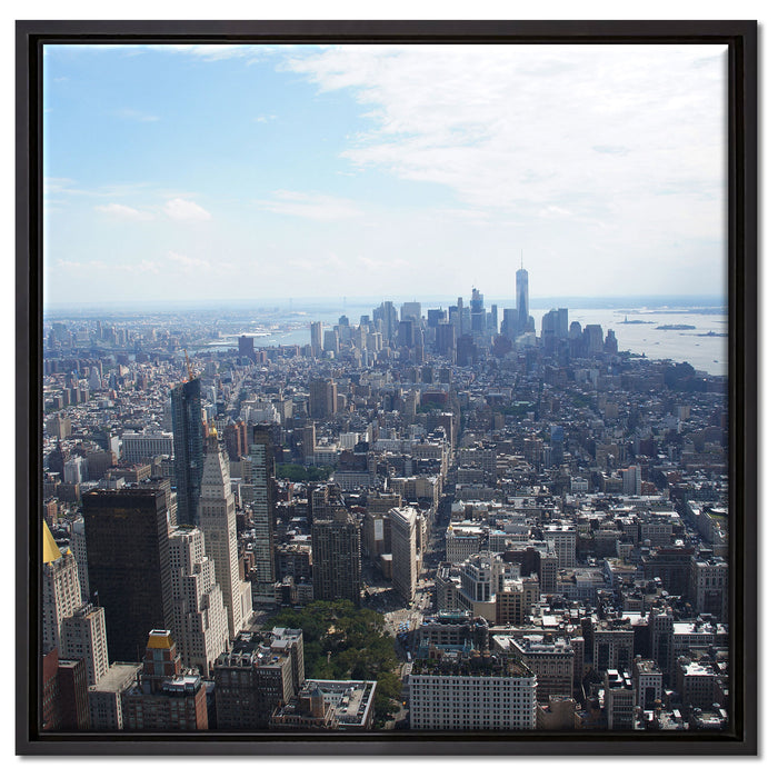 New York City Panorama auf Leinwandbild Quadratisch gerahmt Größe 60x60