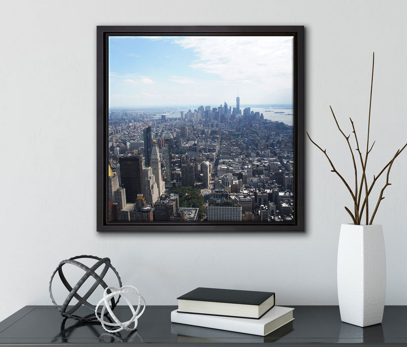 New York City Panorama  auf Leinwandbild Quadratisch gerahmt mit Kirschblüten