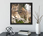 Wölfe im Wald  auf Leinwandbild Quadratisch gerahmt mit Kirschblüten
