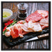 Antipasti Wurstsorten auf Leinwandbild Quadratisch gerahmt Größe 60x60