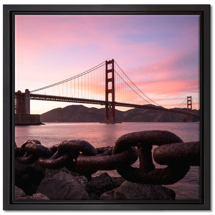 Golden Gate Bridge auf Leinwandbild Quadratisch gerahmt Größe 40x40