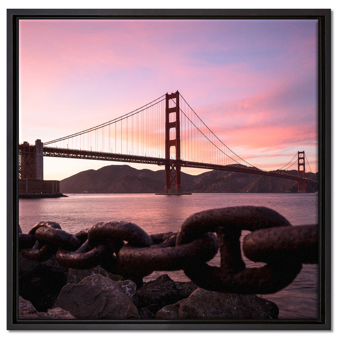 Golden Gate Bridge auf Leinwandbild Quadratisch gerahmt Größe 60x60