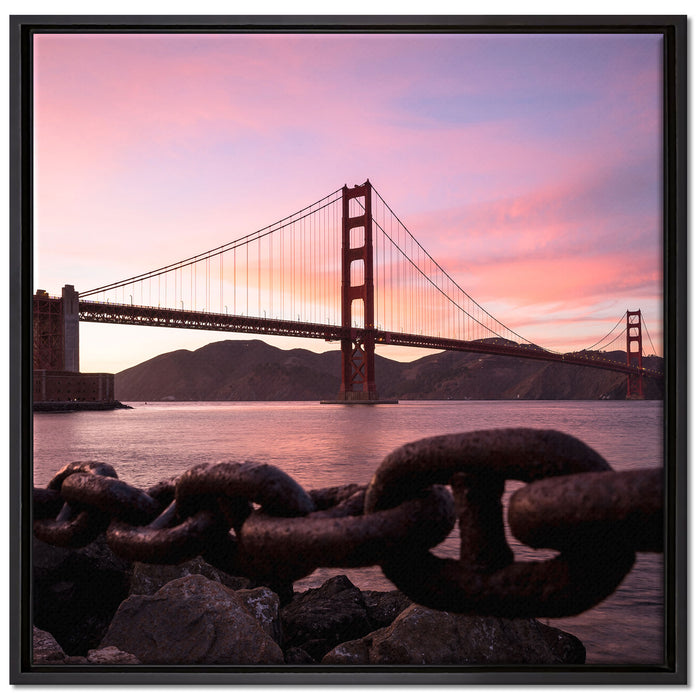 Golden Gate Bridge auf Leinwandbild Quadratisch gerahmt Größe 70x70