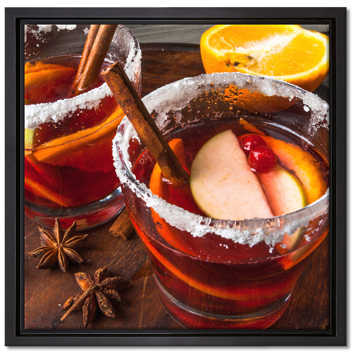 eine winterliche Bowle auf Leinwandbild Quadratisch gerahmt Größe 40x40