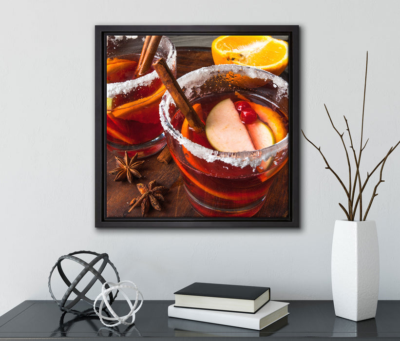 eine winterliche Bowle  auf Leinwandbild Quadratisch gerahmt mit Kirschblüten