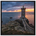 Leuchtturm im Sonnenuntergang auf Leinwandbild Quadratisch gerahmt Größe 70x70