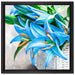 schöne blaue Blumen im Körbchen auf Leinwandbild Quadratisch gerahmt Größe 40x40