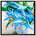 schöne blaue Blumen im Körbchen auf Leinwandbild Quadratisch gerahmt Größe 70x70