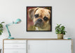Mops Welpe auf Leinwandbild gerahmt Quadratisch verschiedene Größen im Wohnzimmer