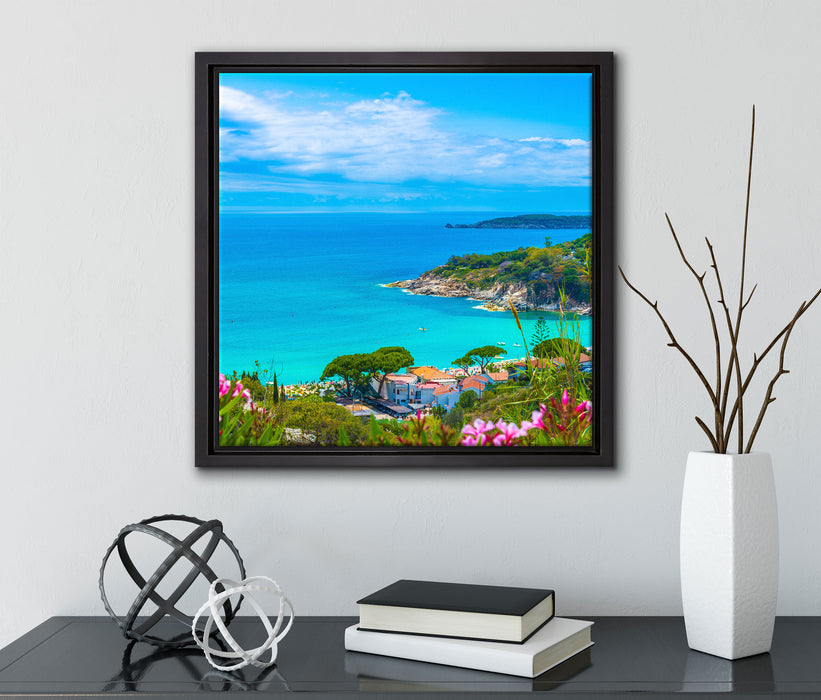 Panorama  an der Toskana  auf Leinwandbild Quadratisch gerahmt mit Kirschblüten