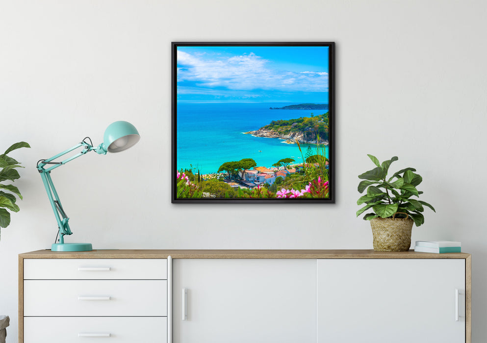 Panorama  an der Toskana auf Leinwandbild gerahmt Quadratisch verschiedene Größen im Wohnzimmer