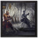 Kampf zwischen Samurai und Ninja auf Leinwandbild Quadratisch gerahmt Größe 40x40