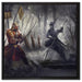 Kampf zwischen Samurai und Ninja auf Leinwandbild Quadratisch gerahmt Größe 60x60