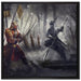Kampf zwischen Samurai und Ninja auf Leinwandbild Quadratisch gerahmt Größe 70x70
