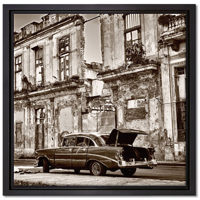 die Strassen Havannas auf Leinwandbild Quadratisch gerahmt Größe 40x40