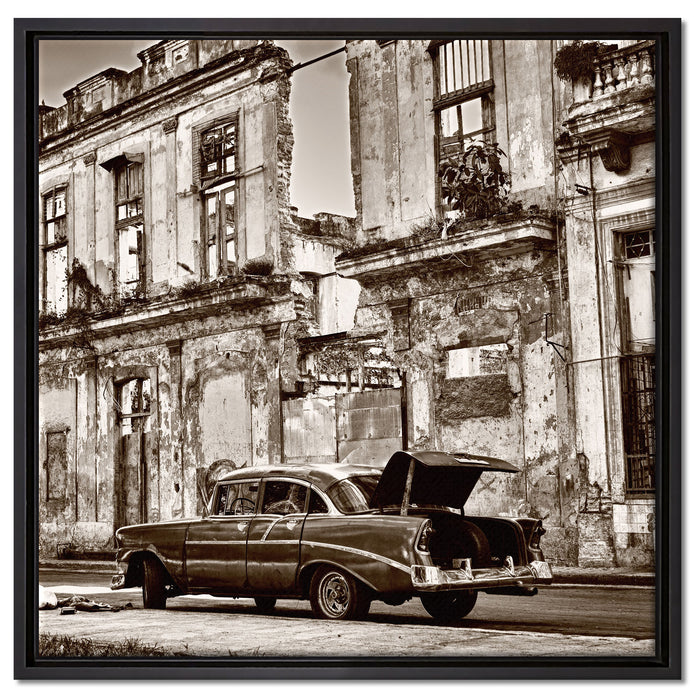die Strassen Havannas auf Leinwandbild Quadratisch gerahmt Größe 60x60