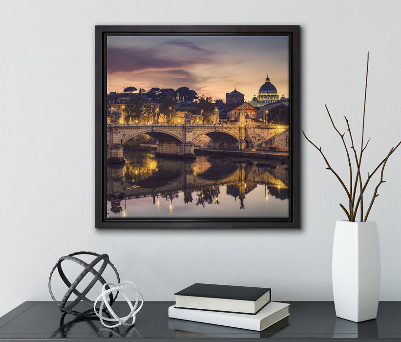 Rom Kathedrale St. Peter  auf Leinwandbild Quadratisch gerahmt mit Kirschblüten