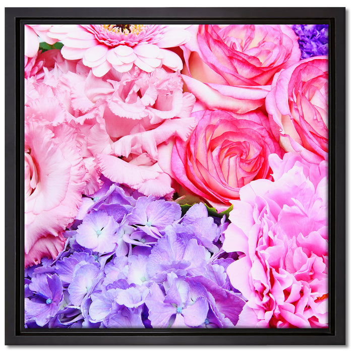 prachtvoller Blumenstrauss auf Leinwandbild Quadratisch gerahmt Größe 40x40