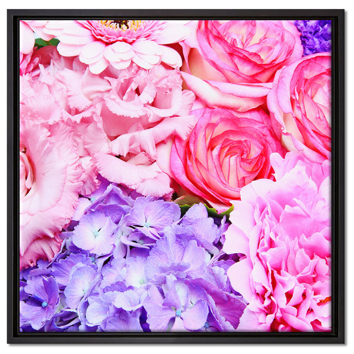 prachtvoller Blumenstrauss auf Leinwandbild Quadratisch gerahmt Größe 60x60