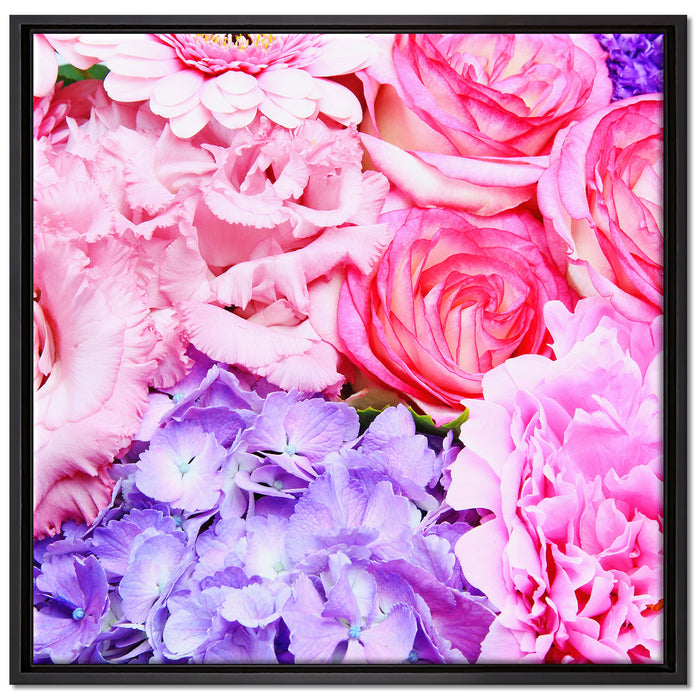 prachtvoller Blumenstrauss auf Leinwandbild Quadratisch gerahmt Größe 70x70