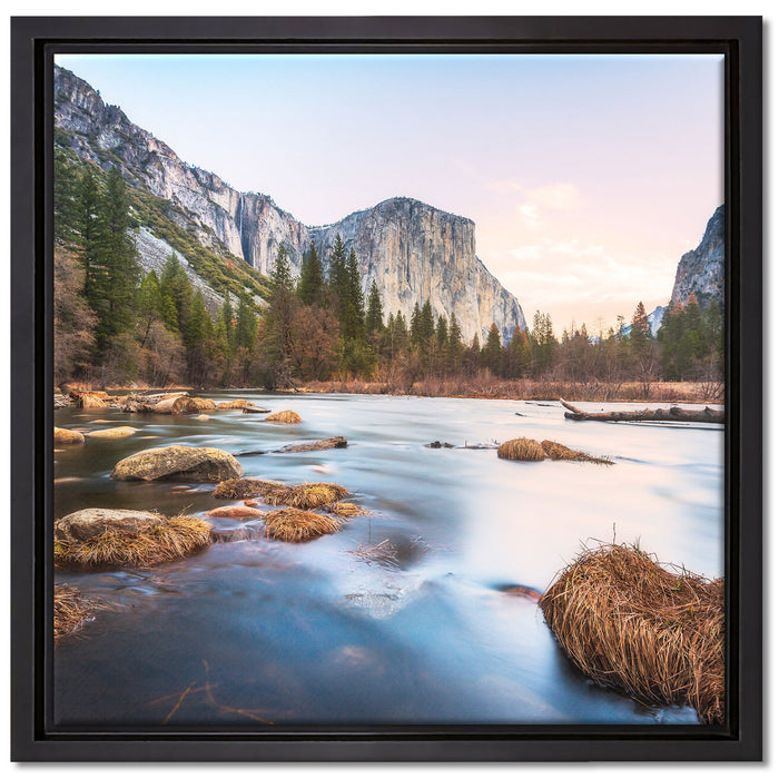 Yosemite National Park auf Leinwandbild Quadratisch gerahmt Größe 40x40