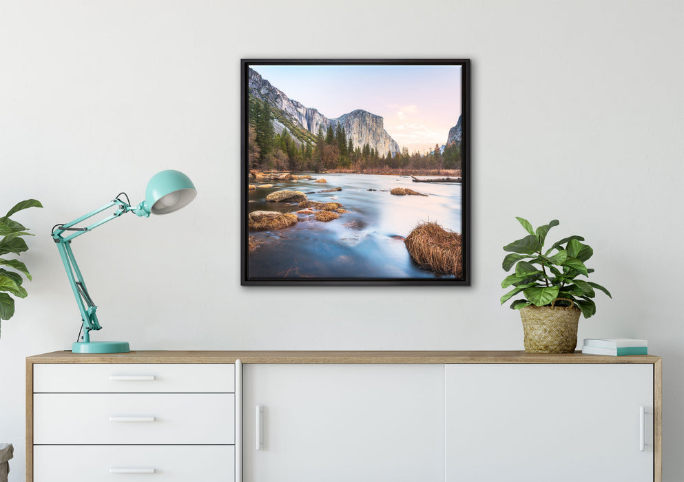 Yosemite National Park auf Leinwandbild gerahmt Quadratisch verschiedene Größen im Wohnzimmer