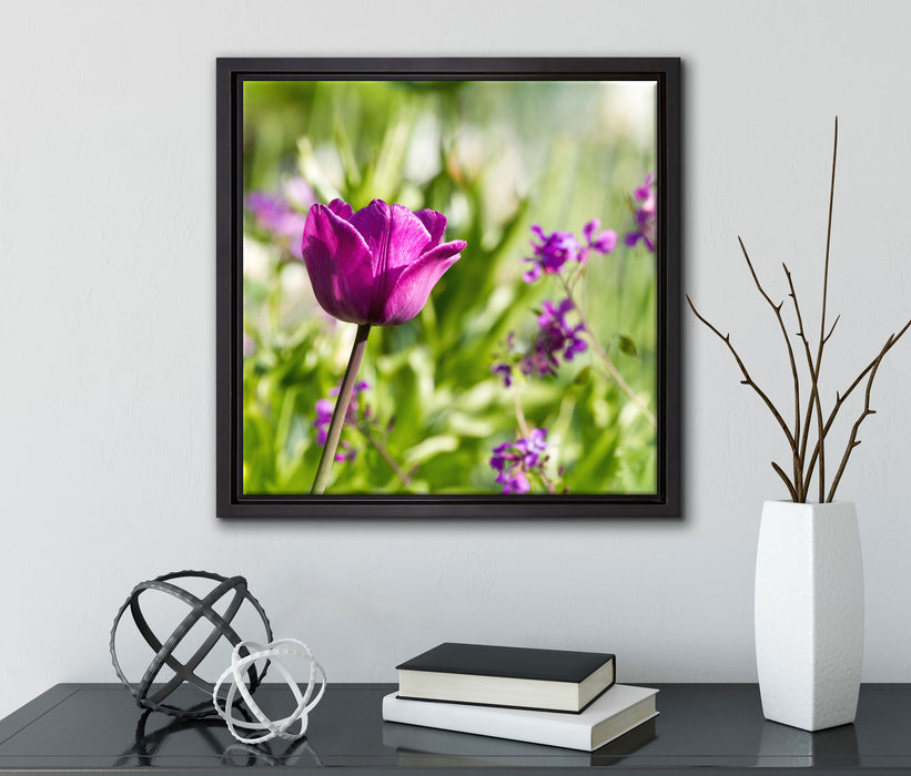 Blumen im Sonnenschein  auf Leinwandbild Quadratisch gerahmt mit Kirschblüten