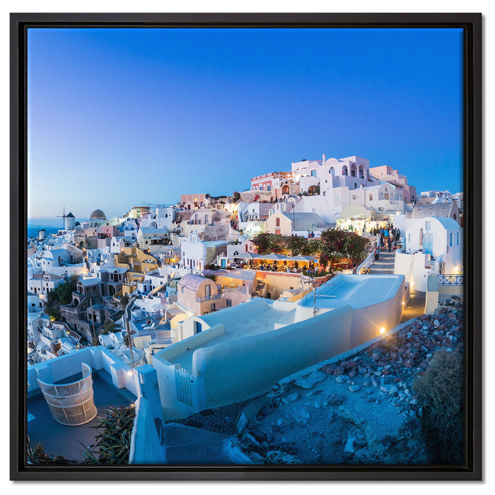 Oia Dorf Santorin auf Leinwandbild Quadratisch gerahmt Größe 60x60