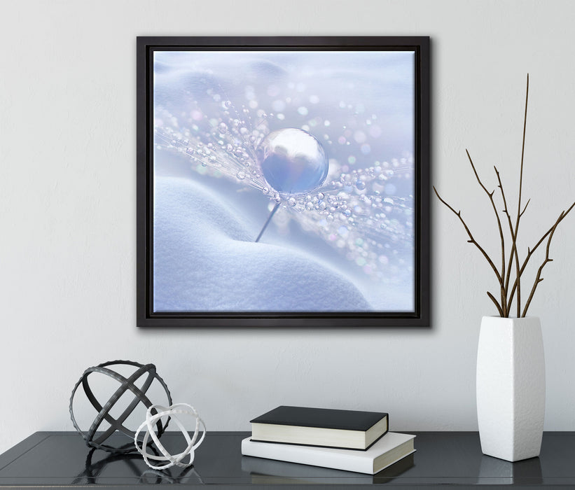 Tautropfen auf Pusteblume  auf Leinwandbild Quadratisch gerahmt mit Kirschblüten