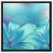 türkise Lilien auf Leinwandbild Quadratisch gerahmt Größe 60x60