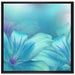 türkise Lilien auf Leinwandbild Quadratisch gerahmt Größe 70x70