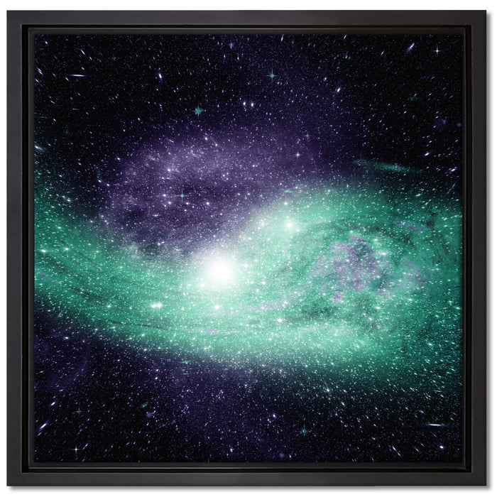 ferne Galaxie im Sternenstaub auf Leinwandbild Quadratisch gerahmt Größe 40x40