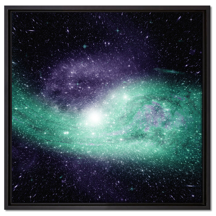 ferne Galaxie im Sternenstaub auf Leinwandbild Quadratisch gerahmt Größe 60x60
